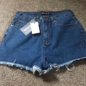 Pretty little thing blue high waisted denim shorts